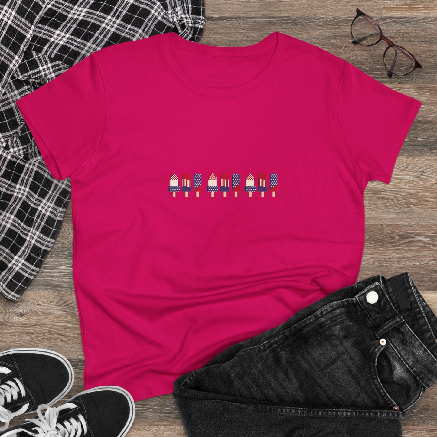 Buntes Eistüte Damen Midweight Baumwoll T-Shirt