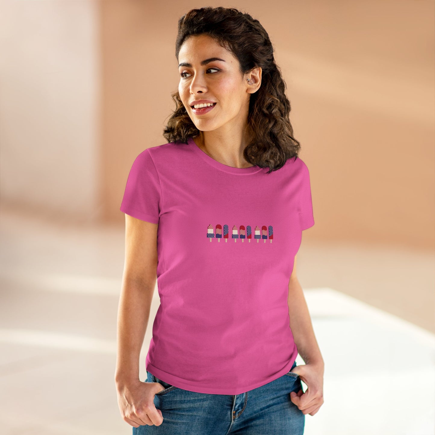 Buntes Eistüte Damen Midweight Baumwoll T-Shirt